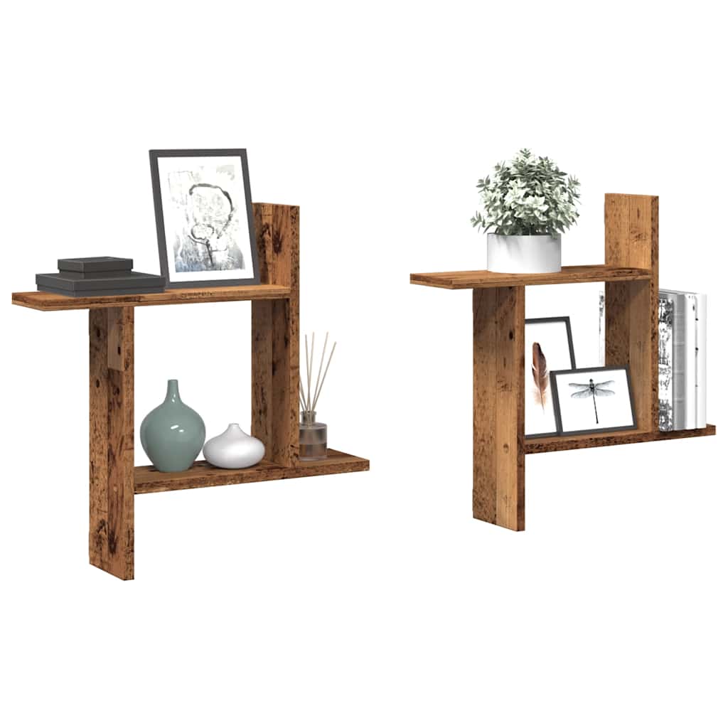 vidaXL Étagères murales 2 pcs Aspect bois de récupération 50x12x50 cm Bois d'ingénierie