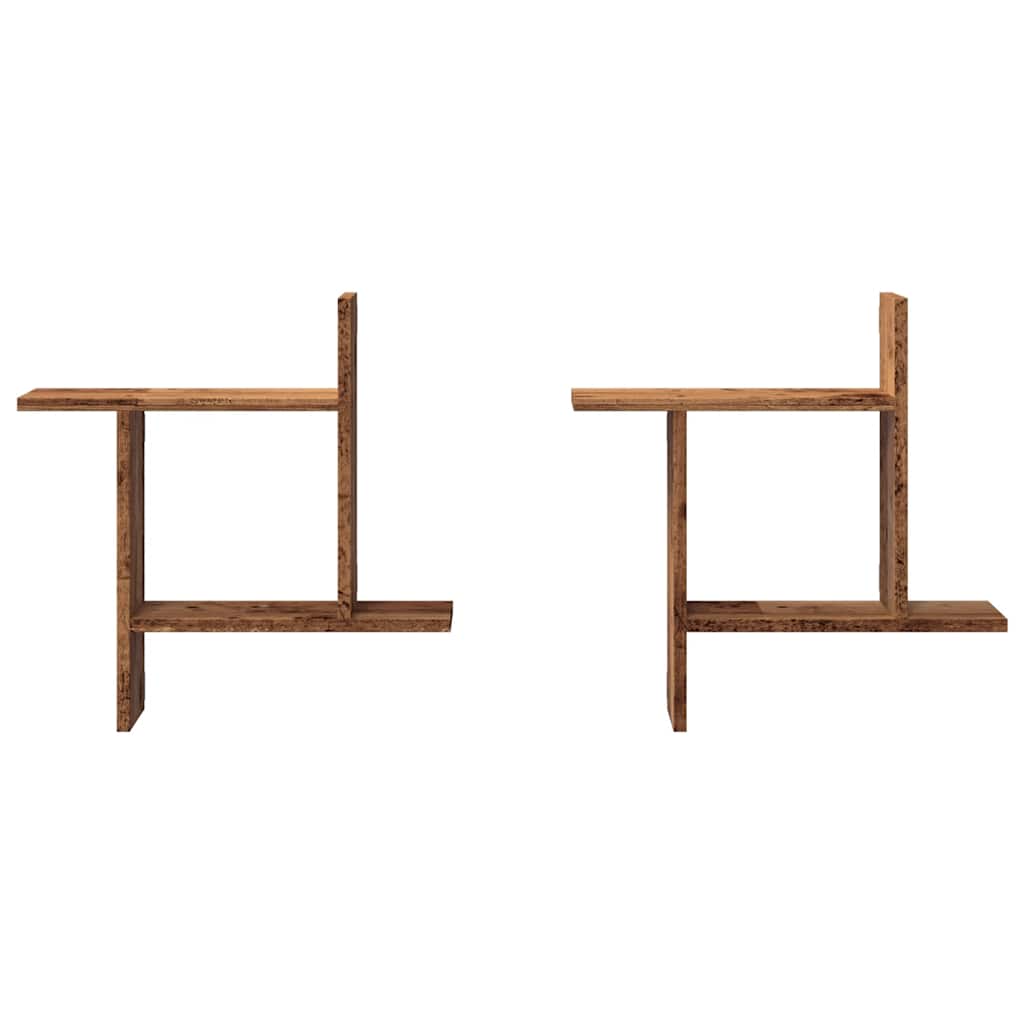 vidaXL Étagères murales 2 pcs Aspect bois de récupération 50x12x50 cm Bois d'ingénierie