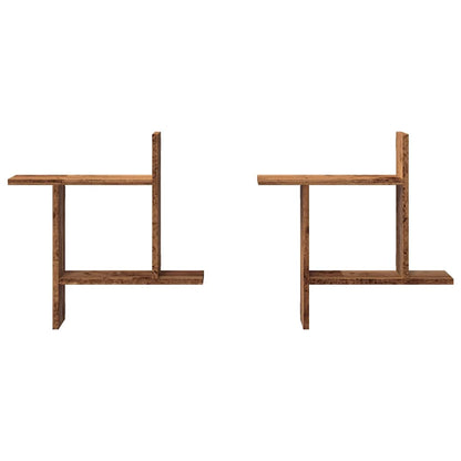 vidaXL Étagères murales 2 pcs Aspect bois de récupération 50x12x50 cm Bois d'ingénierie