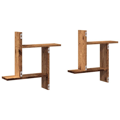 vidaXL Étagères murales 2 pcs Aspect bois de récupération 50x12x50 cm Bois d'ingénierie