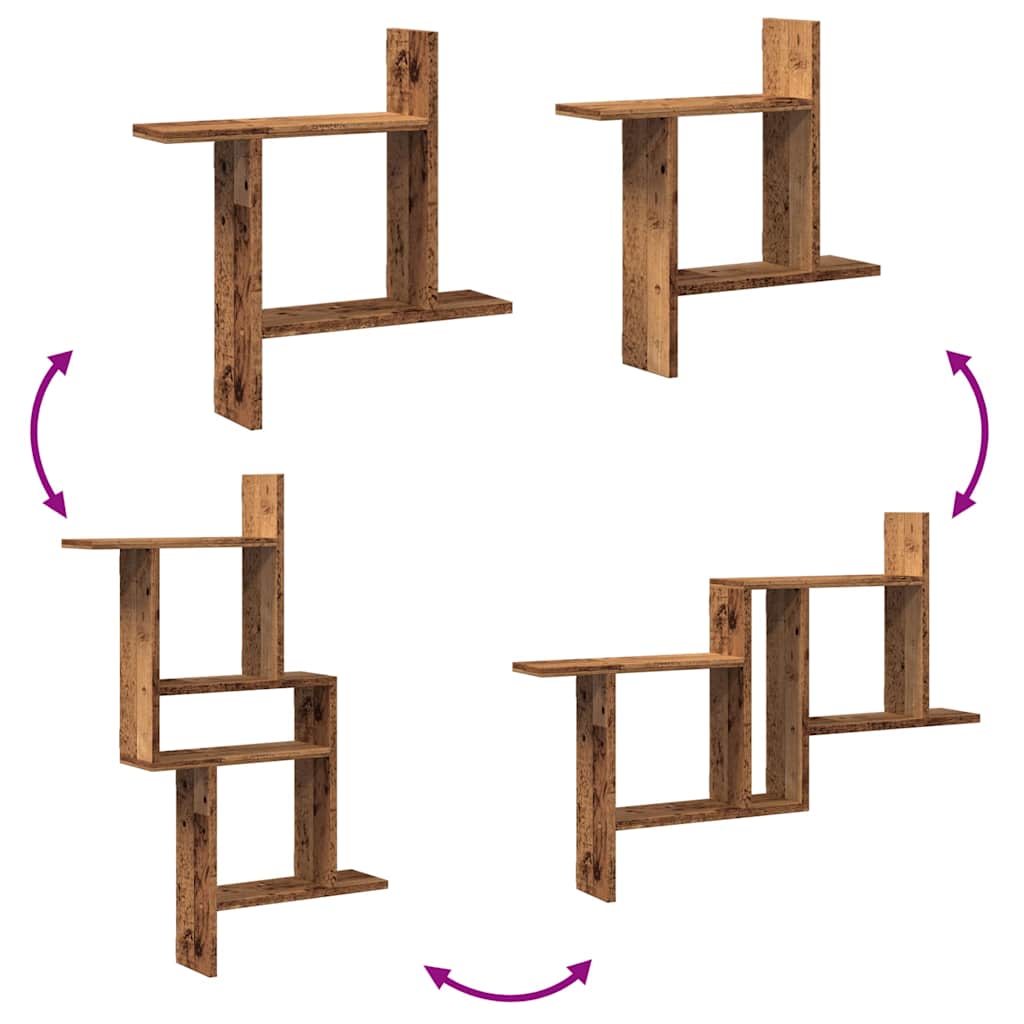 vidaXL Étagères murales 2 pcs Aspect bois de récupération 50x12x50 cm Bois d'ingénierie
