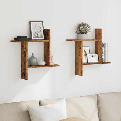vidaXL Étagères murales 2 pcs Aspect bois de récupération 50x12x50 cm Bois d'ingénierie