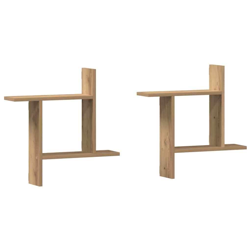vidaXL Étagères murales 2 pcs Chêne artisan 50x12x50 cm Bois d'ingénierie
