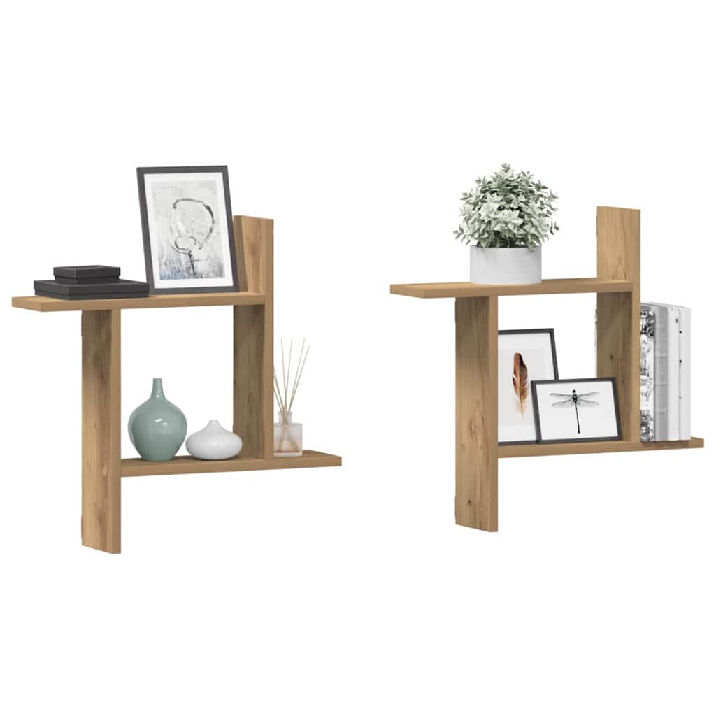 vidaXL Étagères murales 2 pcs Chêne artisan 50x12x50 cm Bois d'ingénierie