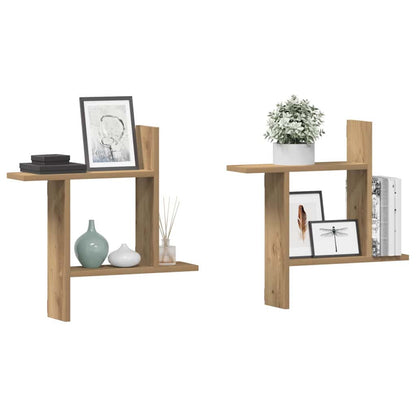 vidaXL Étagères murales 2 pcs Chêne artisan 50x12x50 cm Bois d'ingénierie