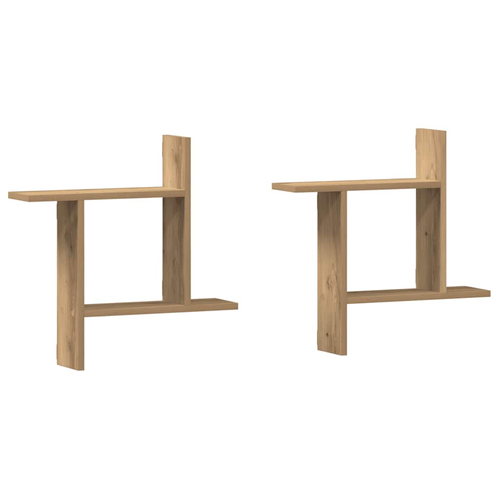 vidaXL Étagères murales 2 pcs Chêne artisan 50x12x50 cm Bois d'ingénierie