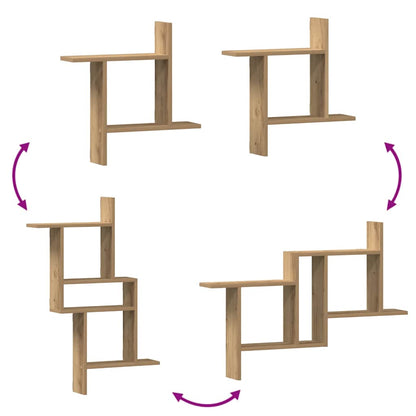 vidaXL Étagères murales 2 pcs Chêne artisan 50x12x50 cm Bois d'ingénierie