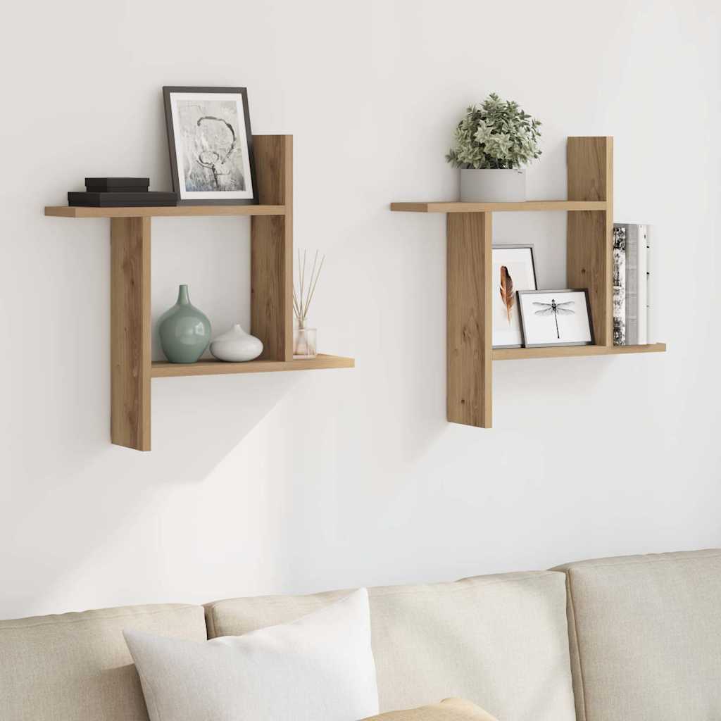 vidaXL Étagères murales 2 pcs Chêne artisan 50x12x50 cm Bois d'ingénierie