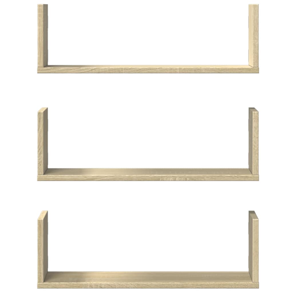 vidaXL Wandregale 3 Stk. Sonoma-Eiche 58x18x18 cm Holzwerkstoff
