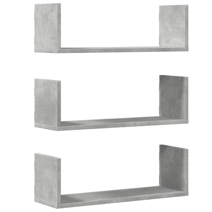 vidaXL Wandregale 3 Stk. Betongrau 58x18x18 cm Holzwerkstoff