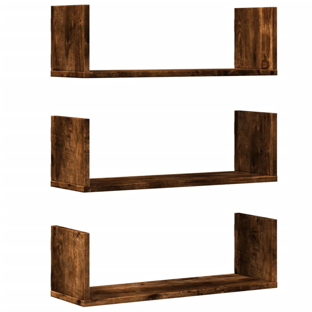 vidaXL Wandregale 3 Stk. Räuchereiche 58x18x18 cm Holzwerkstoff