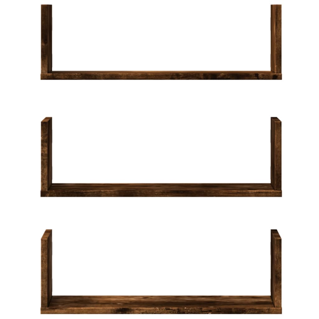 vidaXL Wandregale 3 Stk. Räuchereiche 58x18x18 cm Holzwerkstoff