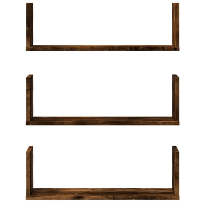 vidaXL Wandregale 3 Stk. Räuchereiche 58x18x18 cm Holzwerkstoff