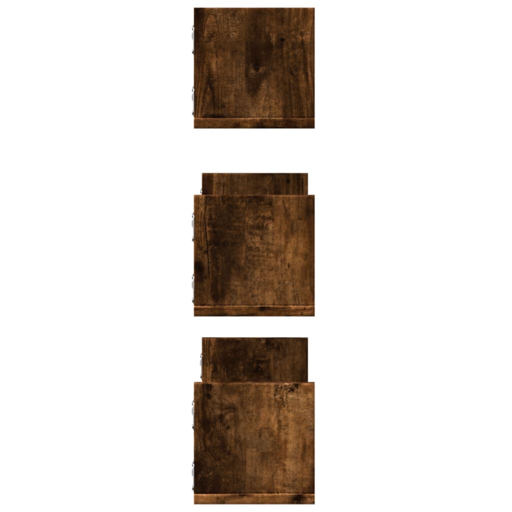 vidaXL Wandregale 3 Stk. Räuchereiche 58x18x18 cm Holzwerkstoff