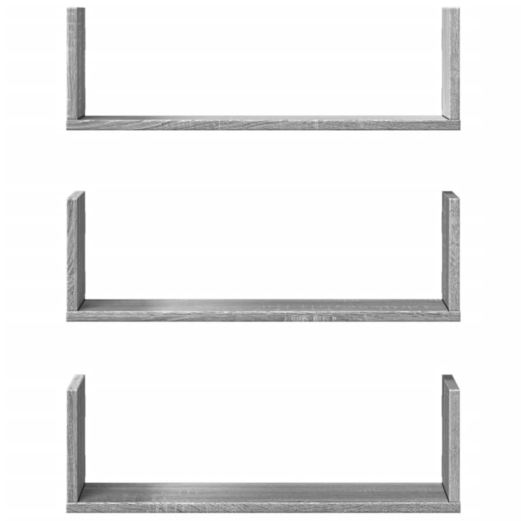 vidaXL Wandregale 3 Stk. Grau Sonoma 58x18x18 cm Holzwerkstoff