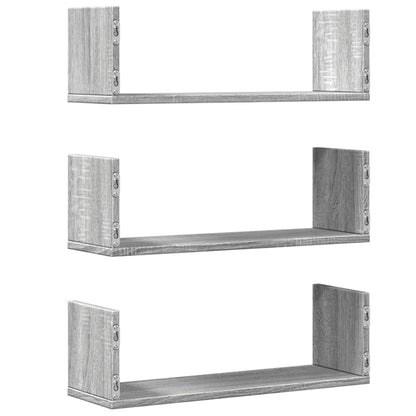 vidaXL Wandregale 3 Stk. Grau Sonoma 58x18x18 cm Holzwerkstoff