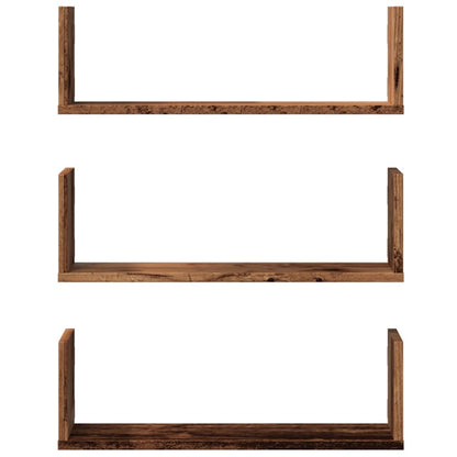 vidaXL Étagères murales 3 pcs aspect bois de récupération 58x18x18 cm bois d'ingénierie
