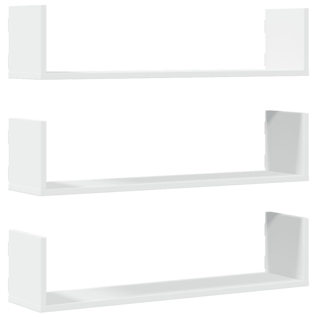 vidaXL Étagères murales 3 pcs Blanc 80x18x18 cm Bois d'ingénierie