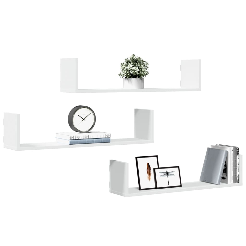 vidaXL Étagères murales 3 pcs Blanc 80x18x18 cm Bois d'ingénierie