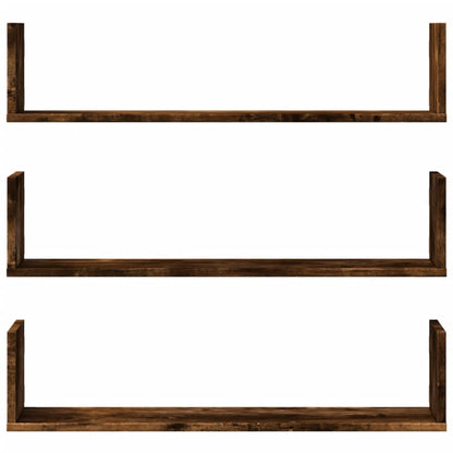 vidaXL Wandregale 3 Stk. Räuchereiche 80x18x18 cm Holzwerkstoff