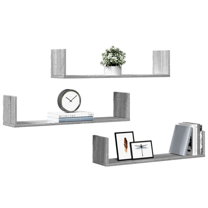 vidaXL Étagères murales 3 pcs Gris sonoma 80x18x18 cm Bois d'ingénierie