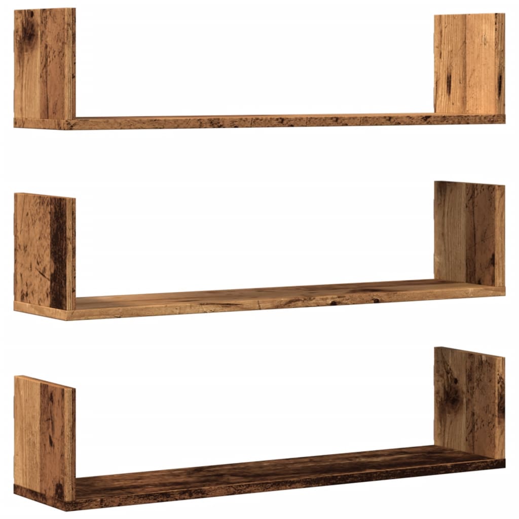 vidaXL Étagères murales 3 pcs aspect bois de récupération 80x18x18 cm Bois d'ingénierie