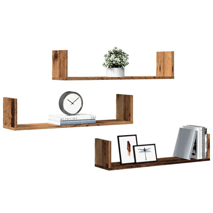 vidaXL Étagères murales 3 pcs aspect bois de récupération 80x18x18 cm Bois d'ingénierie