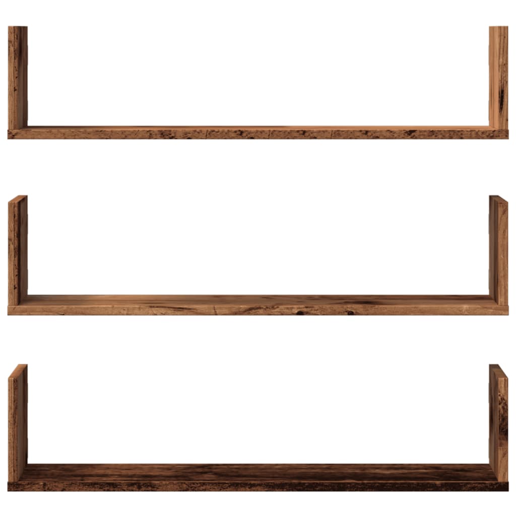 vidaXL Étagères murales 3 pcs aspect bois de récupération 80x18x18 cm Bois d'ingénierie