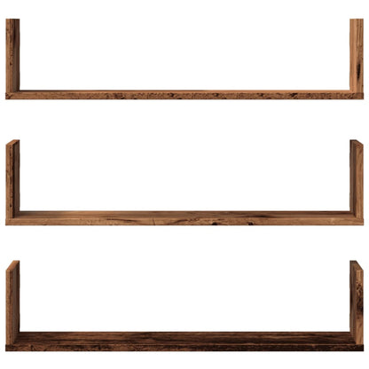 vidaXL Étagères murales 3 pcs aspect bois de récupération 80x18x18 cm Bois d'ingénierie