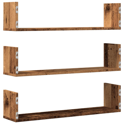 vidaXL Étagères murales 3 pcs aspect bois de récupération 80x18x18 cm Bois d'ingénierie