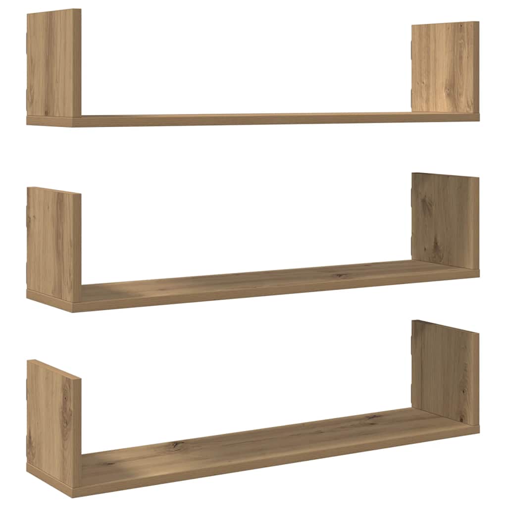 vidaXL Wandregale 3 Stk. Artisan-Eiche 80x18x18 cm Holzwerkstoff