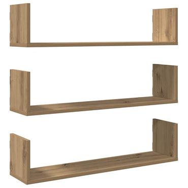 vidaXL Wandregale 3 Stk. Artisan-Eiche 80x18x18 cm Holzwerkstoff