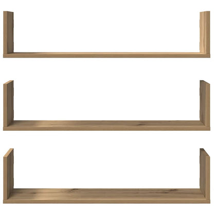 vidaXL Wandregale 3 Stk. Artisan-Eiche 80x18x18 cm Holzwerkstoff
