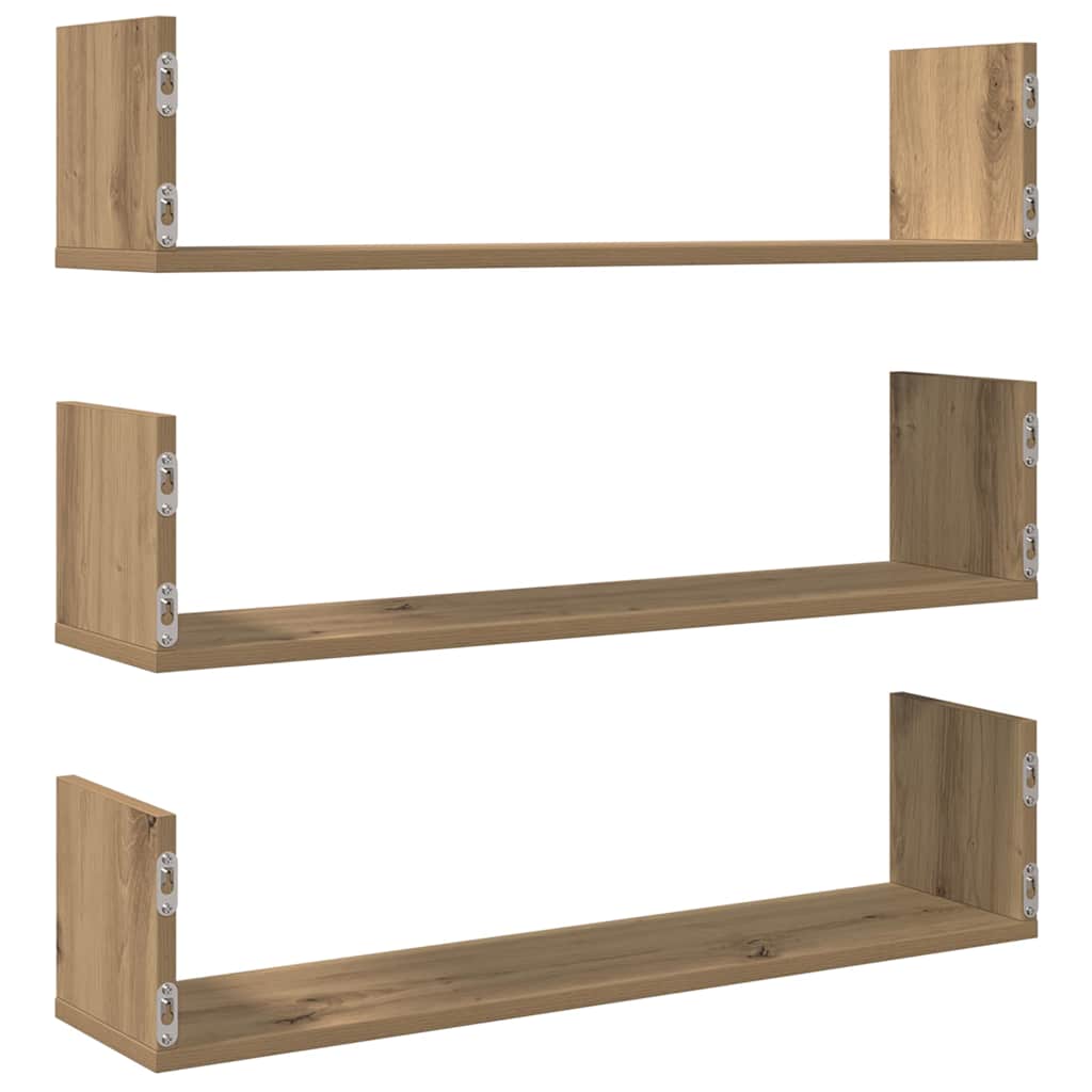 vidaXL Wandregale 3 Stk. Artisan-Eiche 80x18x18 cm Holzwerkstoff