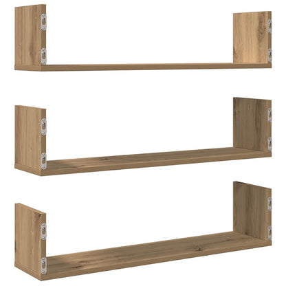 vidaXL Wandregale 3 Stk. Artisan-Eiche 80x18x18 cm Holzwerkstoff