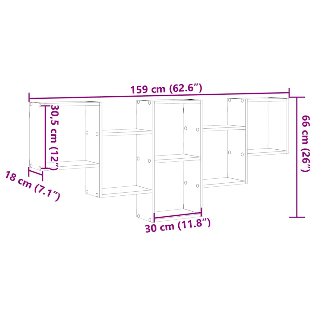 vidaXL Étagère murale chêne Sonoma 159x18x66 cm bois d'ingénierie
