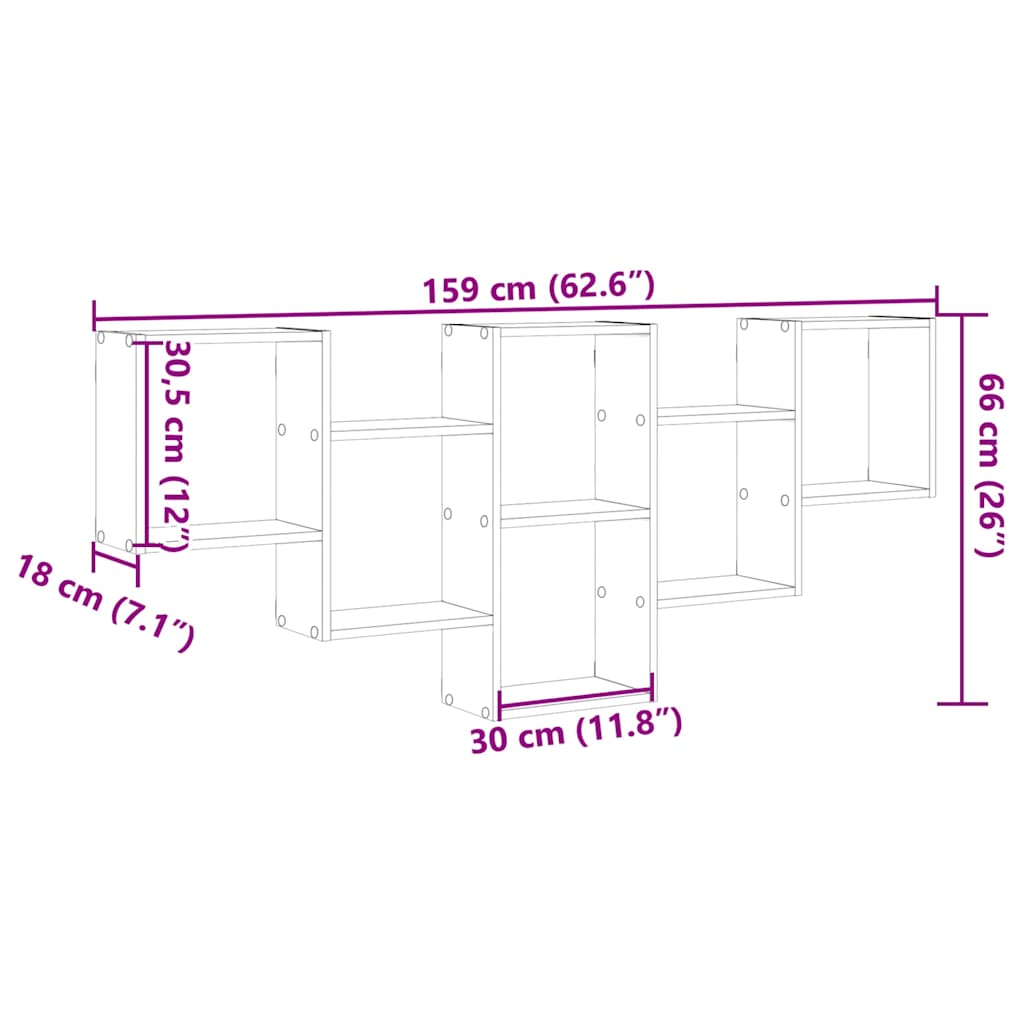 vidaXL Étagère murale gris béton 159x18x66 cm Bois d'ingénierie