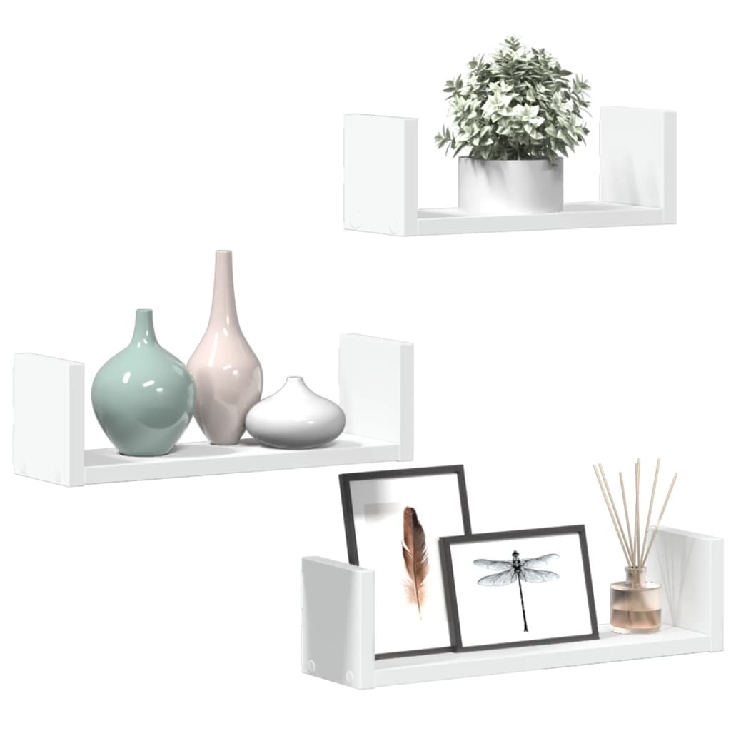 vidaXL Étagère murale 3 pcs Blanc Bois d'ingénierie