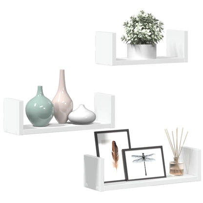 vidaXL Étagère murale 3 pcs Blanc Bois d'ingénierie