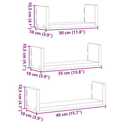 vidaXL Étagère murale 3 pcs Blanc Bois d'ingénierie