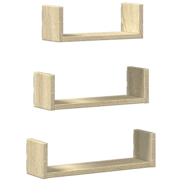 vidaXL Étagère murale 3 pcs chêne Sonoma en bois d'ingénierie