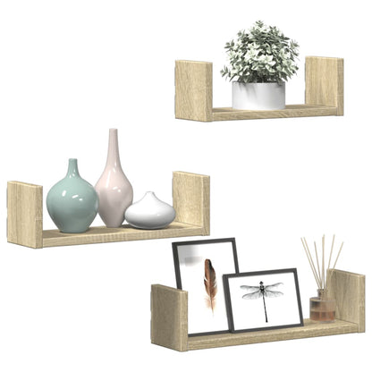 vidaXL Étagère murale 3 pcs chêne Sonoma en bois d'ingénierie