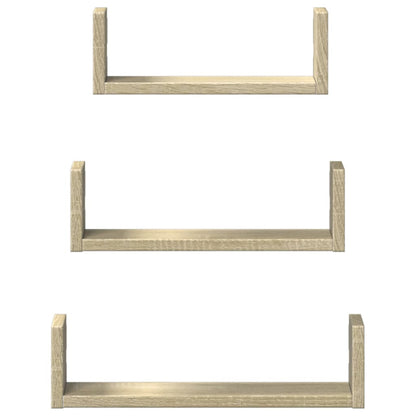 vidaXL Étagère murale 3 pcs chêne Sonoma en bois d'ingénierie