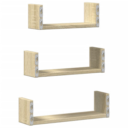 vidaXL Étagère murale 3 pcs chêne Sonoma en bois d'ingénierie
