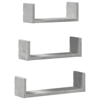 vidaXL Étagère murale 3 pcs Gris béton Aggloméré