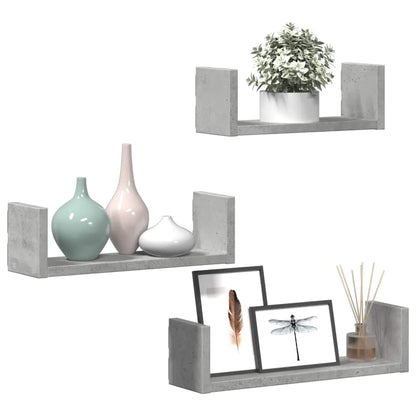 vidaXL Étagère murale 3 pcs Gris béton Aggloméré