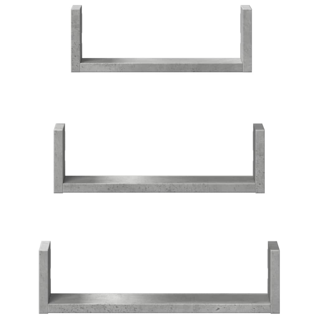 vidaXL Étagère murale 3 pcs Gris béton Aggloméré