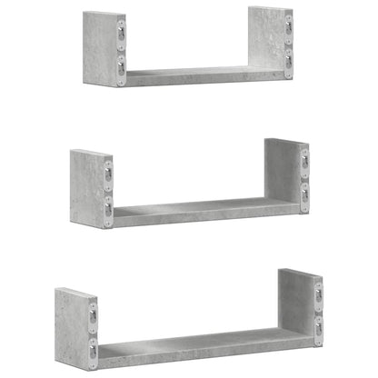 vidaXL Étagère murale 3 pcs Gris béton Aggloméré