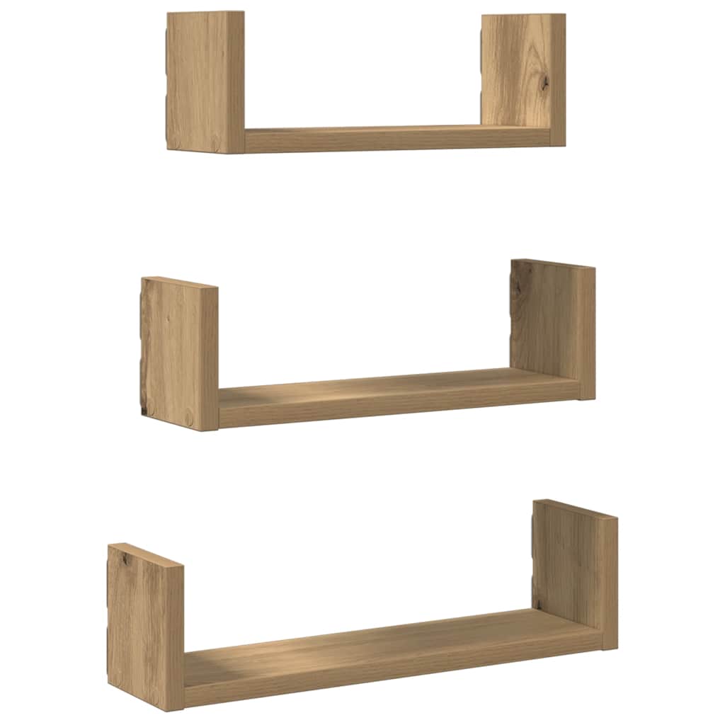 vidaXL Wandregale 3 Stk. Artisan-Eiche Holzwerkstoff