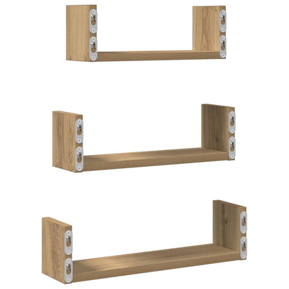 vidaXL Wandregale 3 Stk. Artisan-Eiche Holzwerkstoff